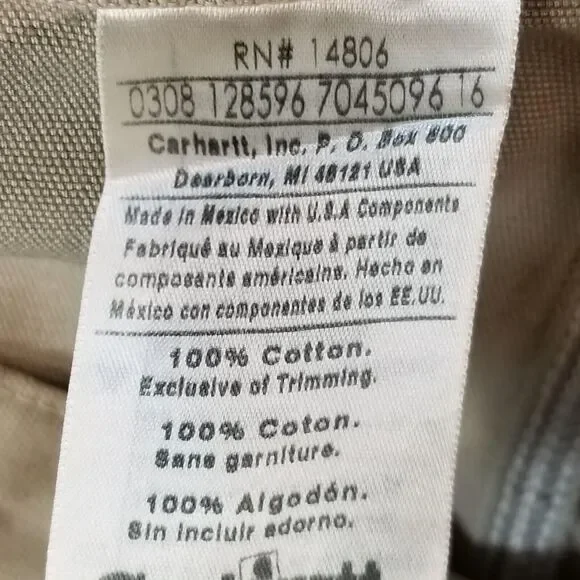 Carhartt Hamilton shorts men's 42 x 10 beige cotton Workwear outdoor NEW